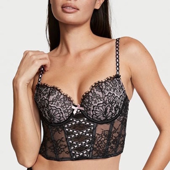 VS Dream Angels Black Lace Corset Bra NWT - Picture 1 of 8